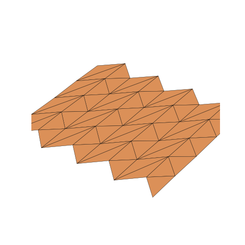 A Miura-ori crease pattern folding in the physics simulator